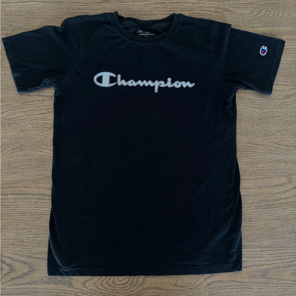 Champion Black Script Logo T-Shirt XL Authentic Athleticwear Gym